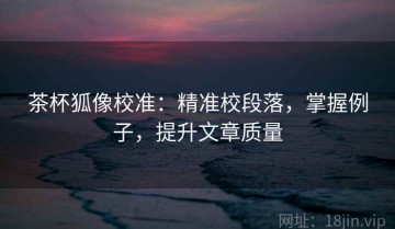茶杯狐像校准：精准校段落，掌握例子，提升文章质量