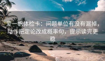 爱一帆体检卡：问题单位有没有漏掉，动作把定论改成概率句，提示读完更稳